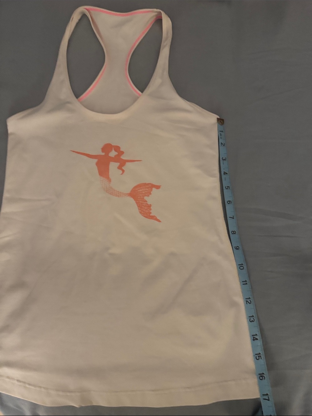 Lululemon SeaWheeze 1/2 Marathon Pale Pink Racerback Tank with Neon Coral Trim - Picture 7 of 8